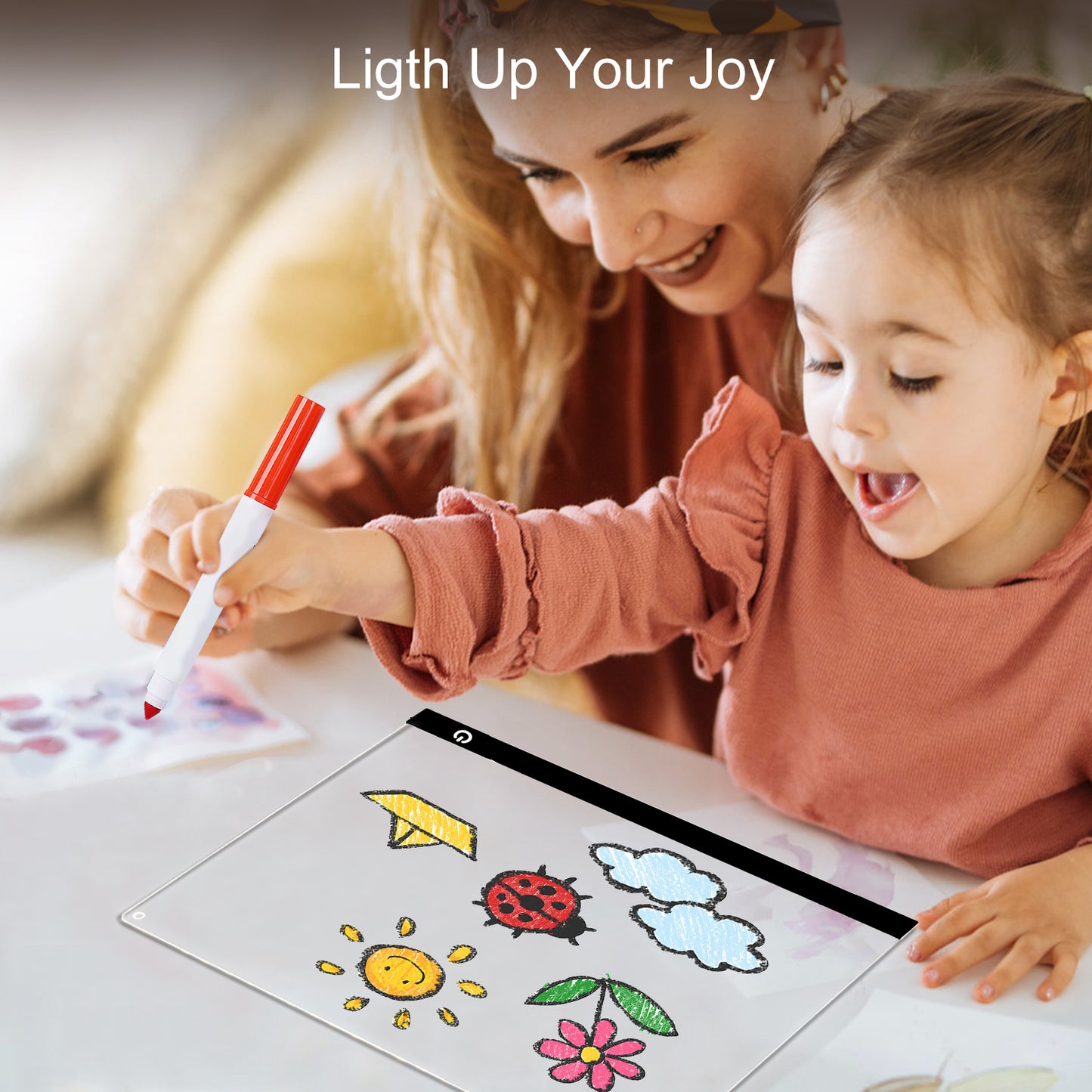 Acrylic Dry Erase Board with LED Light, 11.8"x7.9" Clear Glow Memo, Brightness Control, 7 Color Markers, Writable Night Light & Desktop Charm, All-in-One Board (Black)