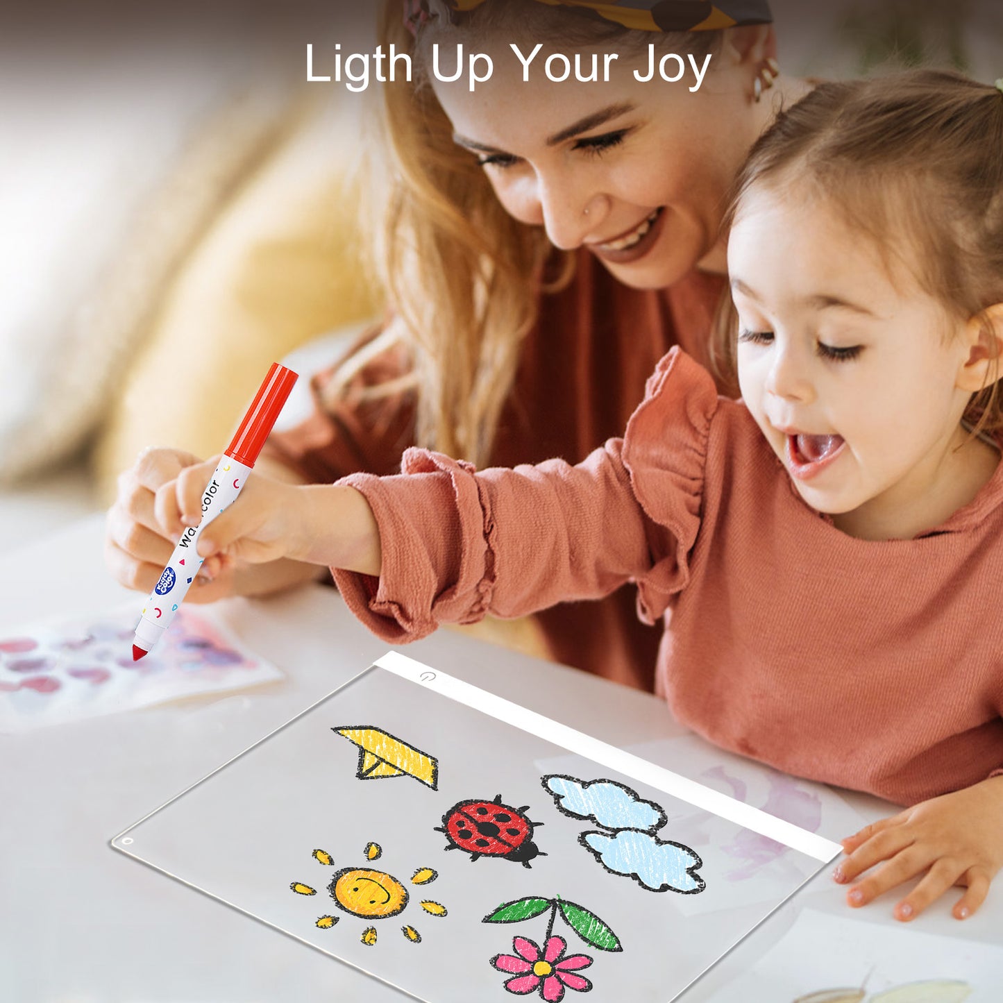 Acrylic Dry Erase Board with LED Light, 11.8"x7.9" Clear Glow Memo, Brightness Control, 7 Color Markers, Writable Night Light & Desktop Charm, All-in-One Board (White)