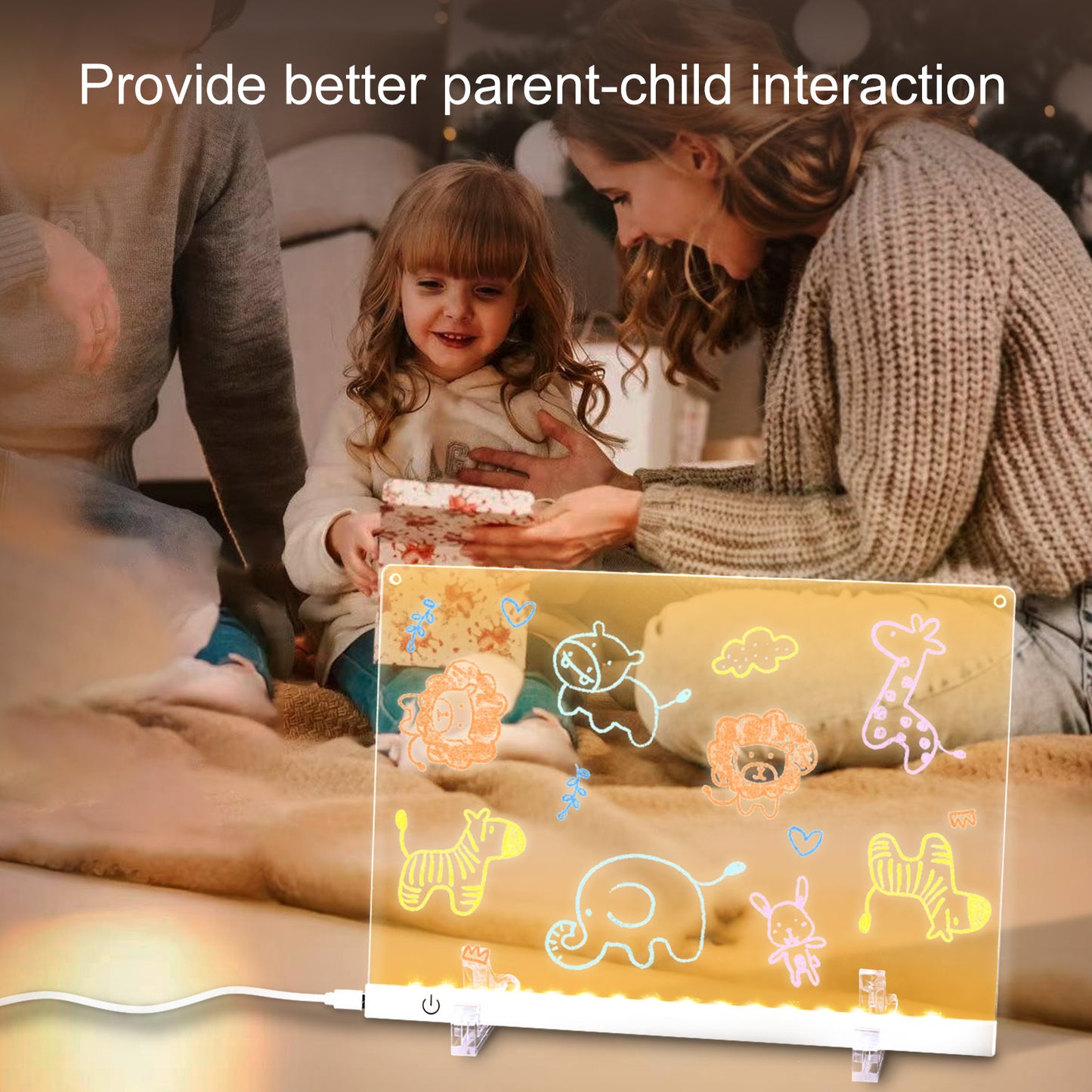 Acrylic Dry Erase Board with LED Light, 11.8"x7.9" Clear Glow Memo, Brightness Control, 7 Color Markers, Writable Night Light & Desktop Charm, All-in-One Board (White)