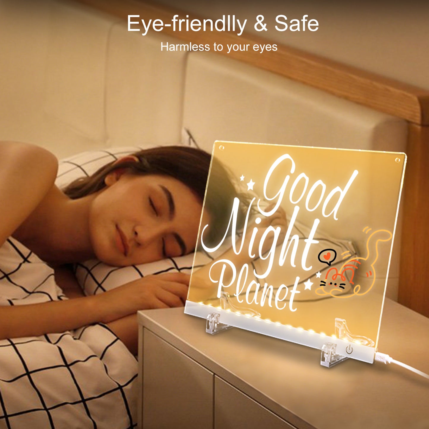Acrylic Dry Erase Board with LED Light, 11.8"x7.9" Clear Glow Memo, Brightness Control, 7 Color Markers, Writable Night Light & Desktop Charm, All-in-One Board (White)